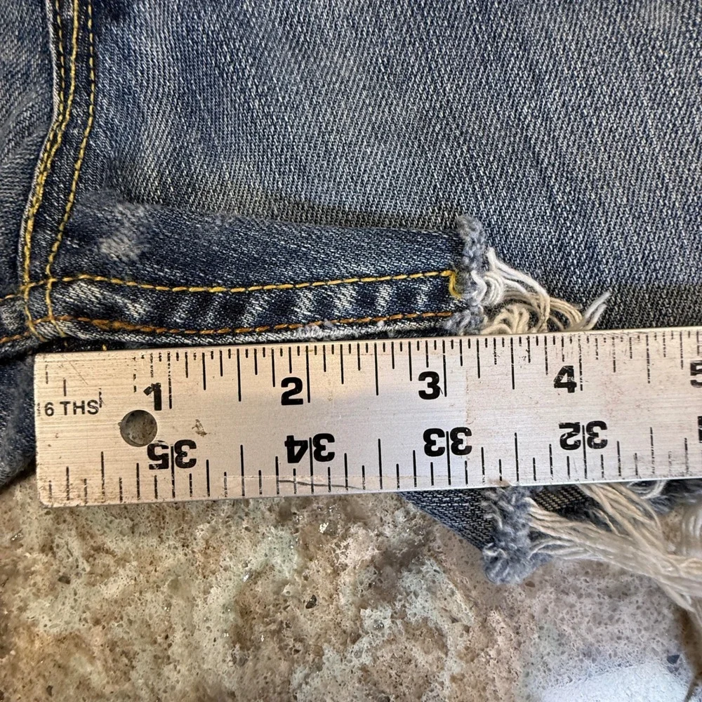 Levis 512 Blue Denim Cut Off Shorts Button Fly‎ Distressed Raw Hem W31 Womens